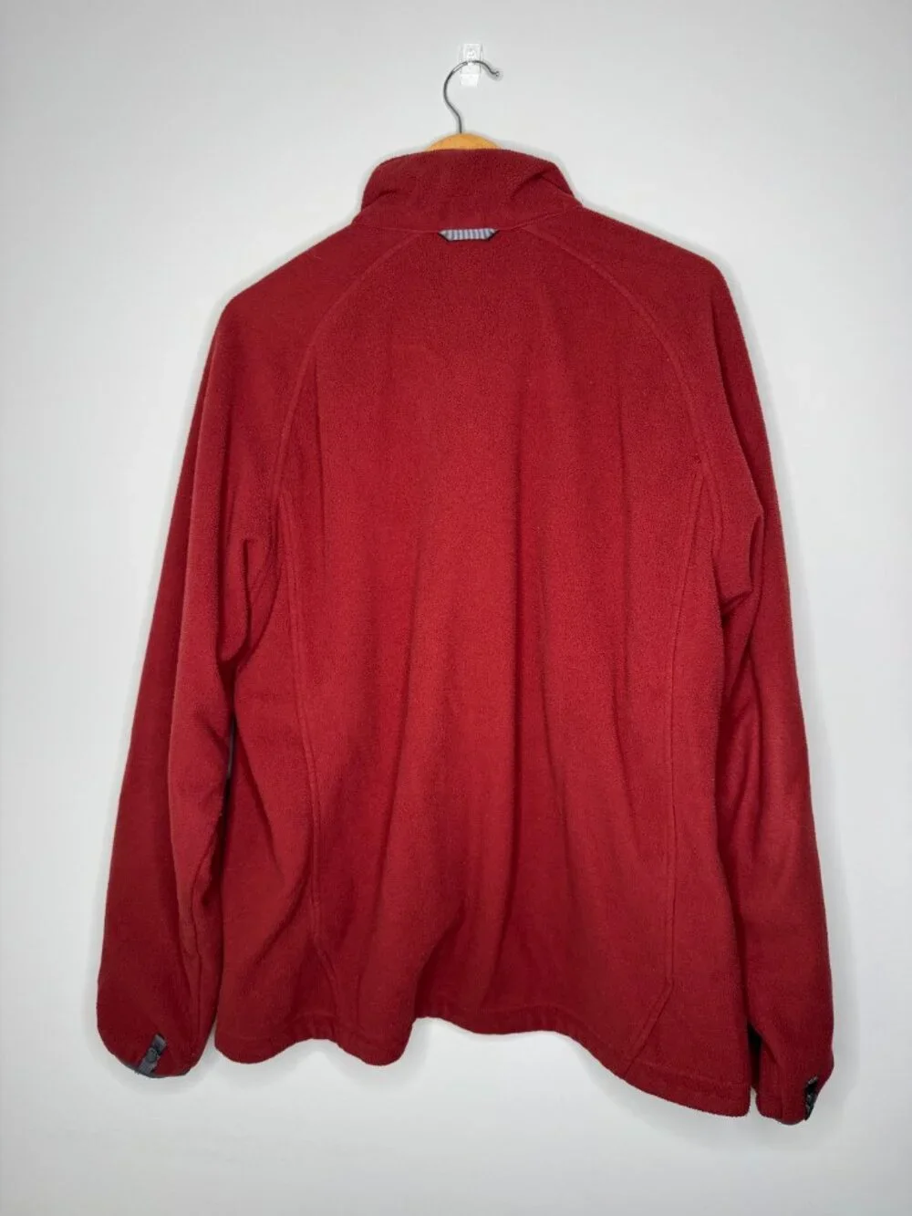 The North Face Mens XL Polyester Fleece Full Zip Dark Red Jacket Zip Pockets AXM